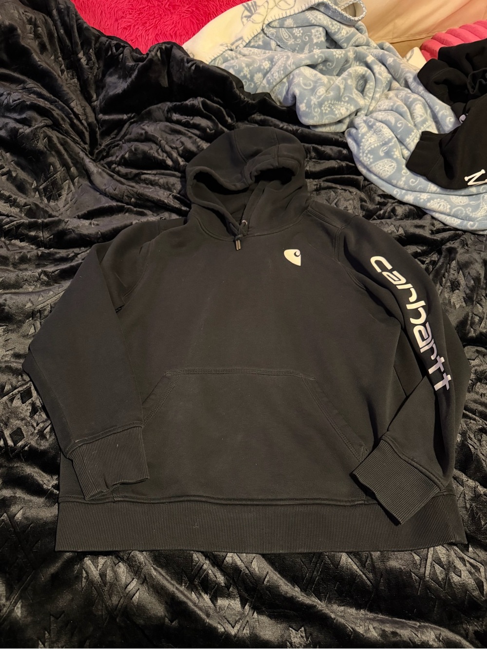 Carhartt women’s Black Hoodie Sweatshirt - Logo Sleeve